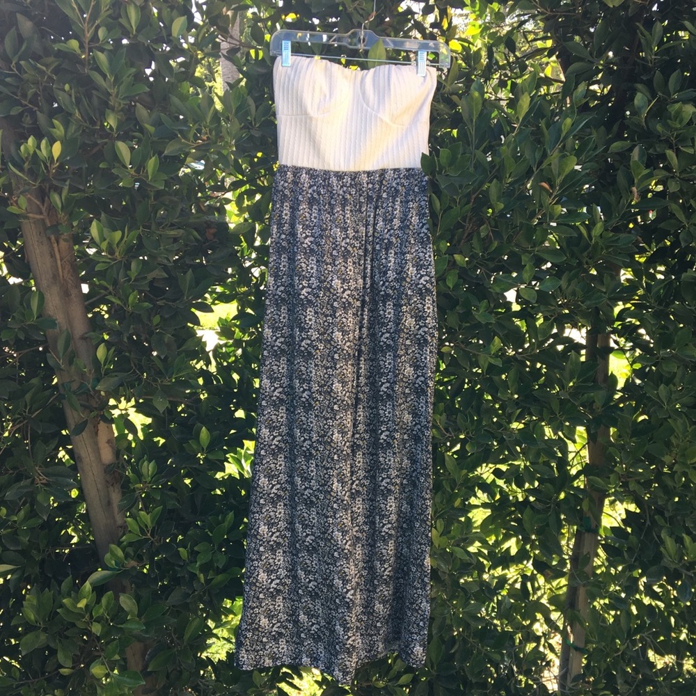 White and Blue Floral Maxi
